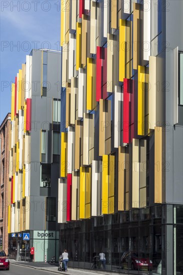 Colorful facade of the office of the Flemish Tax Authority in the town of Aalst