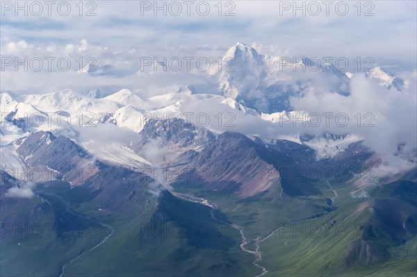 Aerial view over the central Tian Shan Mountains