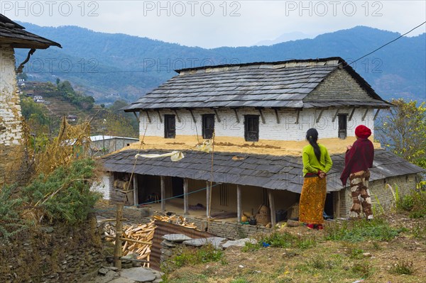 Two Nepalese woman in the mountain village of Dhampus