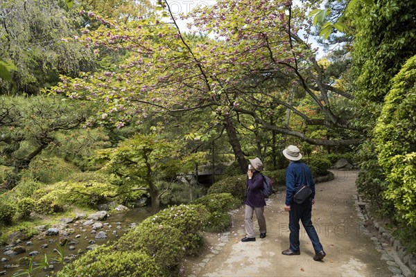 Visitors in the gardens of Heian Jingu Shrine