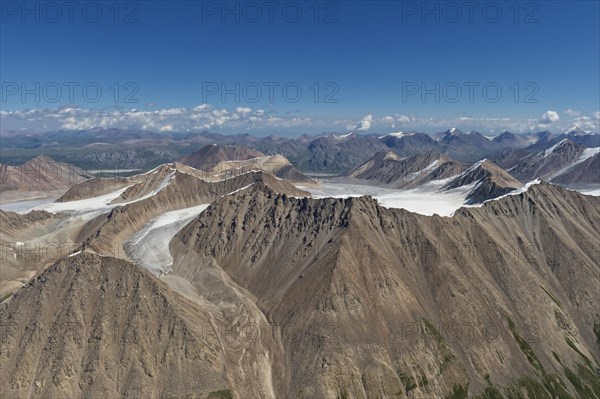 Aerial view over the central Tian Shan Mountains