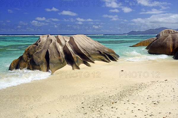 Beach and granite rocks at the dream beach Source d'Argent