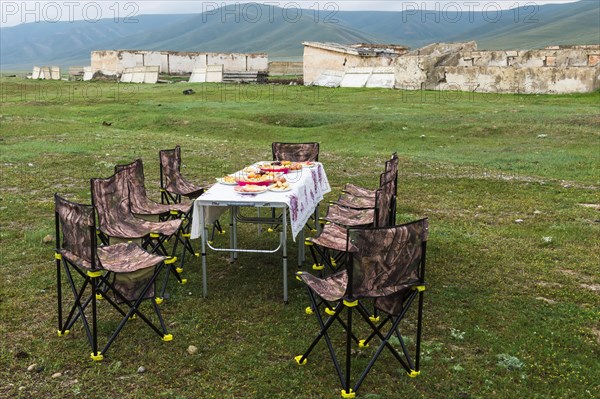 Picnic near the road to Song Kol Lake