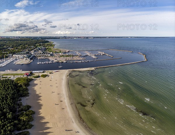 View of beach and marina