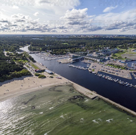 View of beach and marina