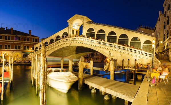 Rialto Bridge on the Grand Canal at dusk