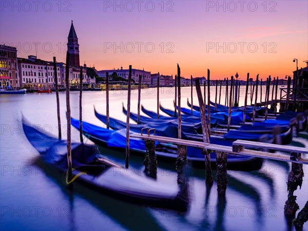 Gondolas on the Grand Canal at dawn