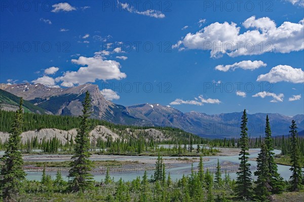 Wide River Valley and Mountains