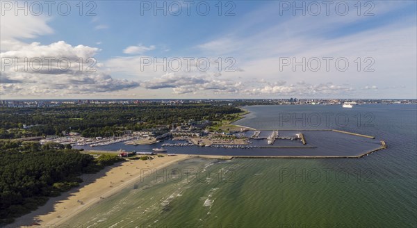 View of beach and marina