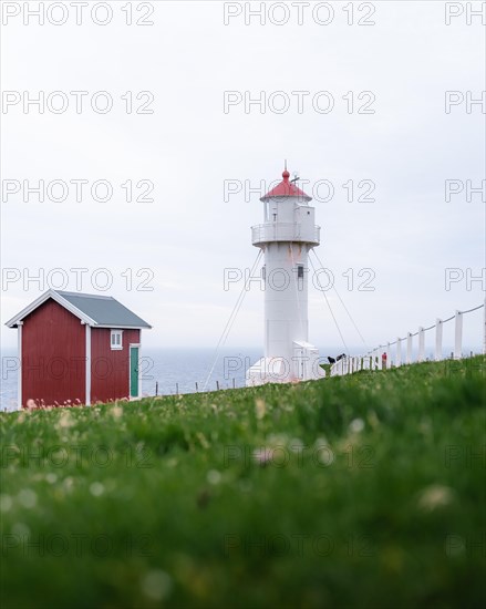 Akraberg Lighthouse with red hut