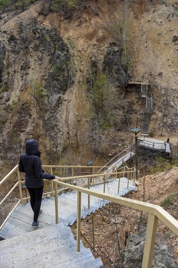 Stairs between the various earth pyramids