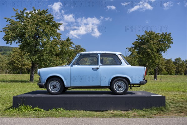 A Trabant 601 on a pedestal