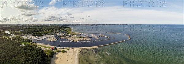 View of beach and marina