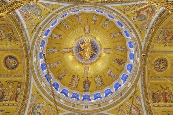 Dome ceiling of Saint Sava Church depicting the Ascension of Jesus Christ. Belgrade