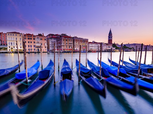 Gondolas on the Grand Canal at dawn