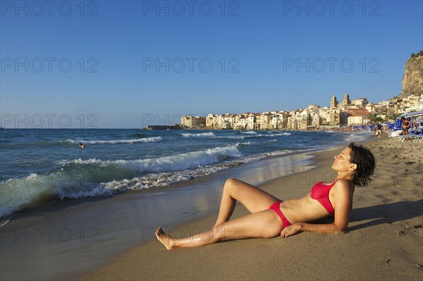 Beach and old town of Cefalu