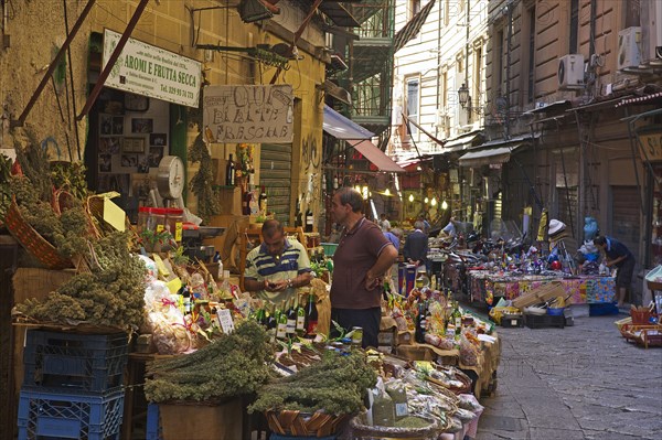 Market stalls in an alley in Palermo