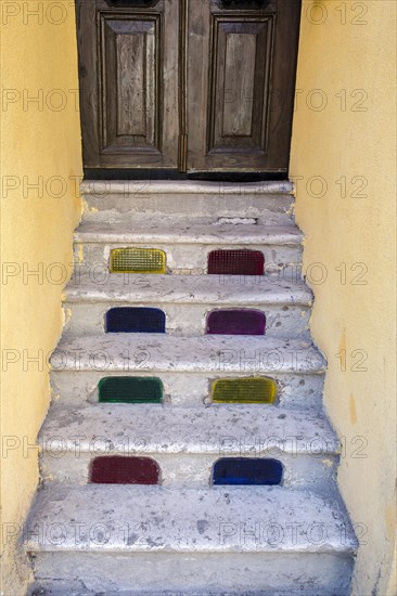 Stairs and door of an old house in Istanbul