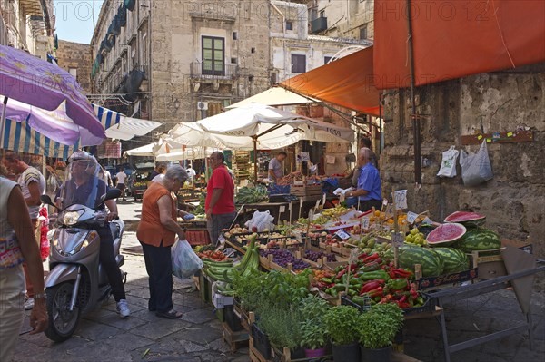 Market stalls in an alley in Palermo