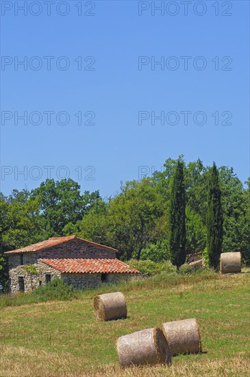 Fields with straw bales near Sault