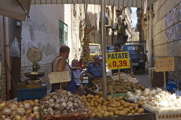 Market stalls in an alley in Palermo