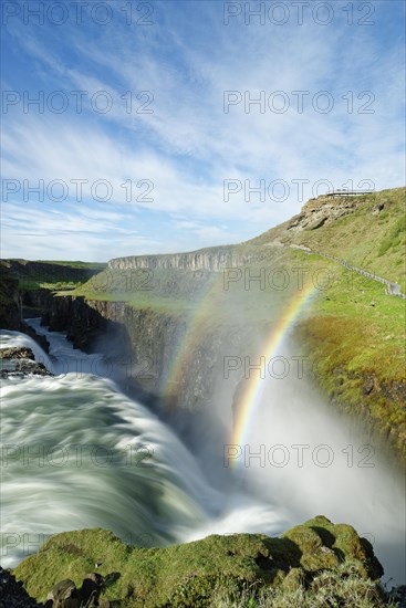 Rainbow over waterfall Gullfoss