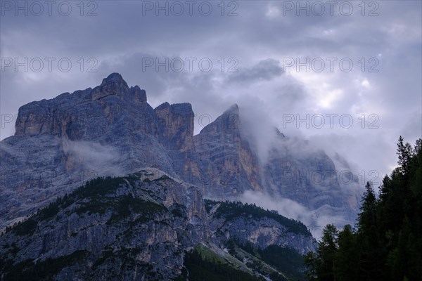 Lavarella and Conturines in clouds