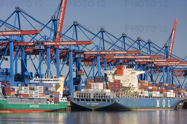 Container ships and feeders at HHLA Container Terminal Altenwerder