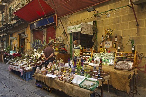 Market stalls in an alley in Palermo