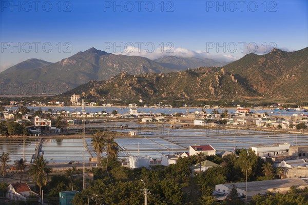 Artificially created small lake for the extraction of salt