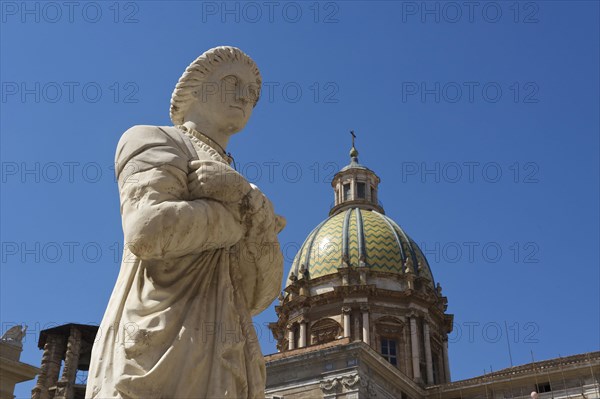Fountain with statues in Piazza Pretoria in Palermo