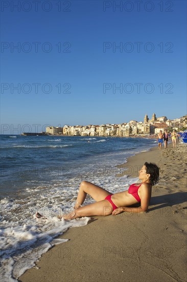 Beach and old town of Cefalu