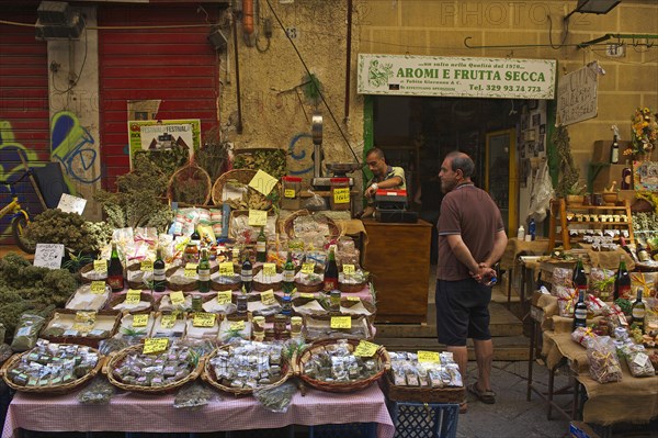 Market stalls in an alley in Palermo