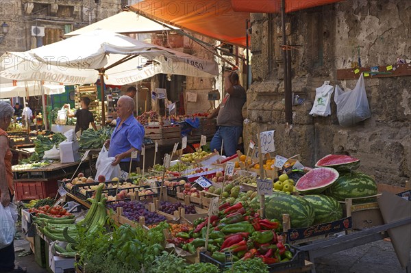 Market stalls in an alley in Palermo