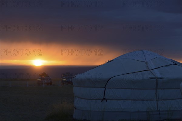Sunrise over yurt camp