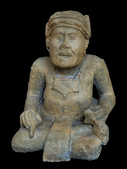 Seated statue in lotus position with incense bowl