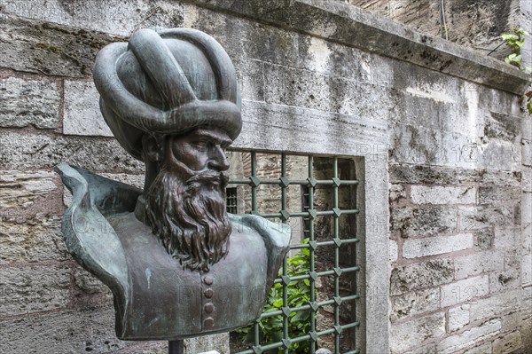 Bust of Mimar Sinan. He was the supreme Ottoman architect. He was responsible for the construction of more than three hundred large buildings and other