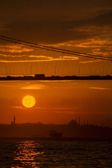 View at sunset from Cengelkoy to Istanbul