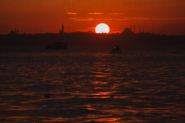 View at sunset from Cengelkoy to Istanbul