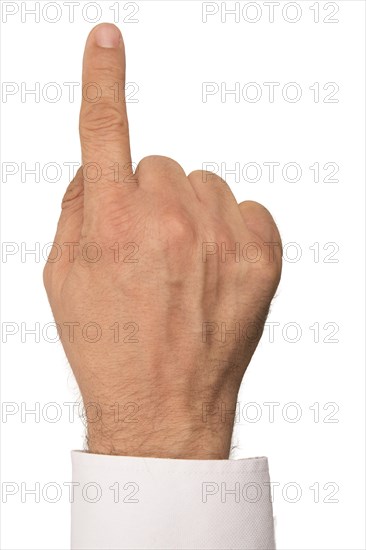 Pointing finger on white background