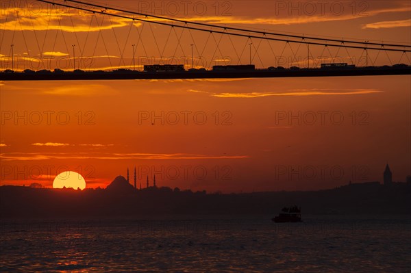 View at sunset from Cengelkoy to Istanbul