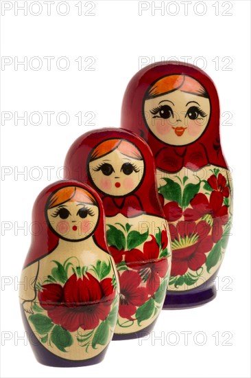 Matryoshkas in isolated white background