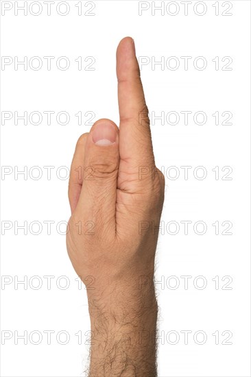 Pointing finger on white background
