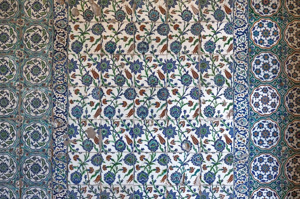 View of wall tiles in the blue mosque