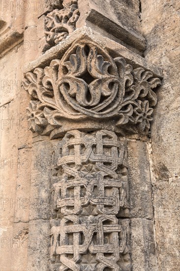 Macro view of the minaret of the Great Mosque in Mardin