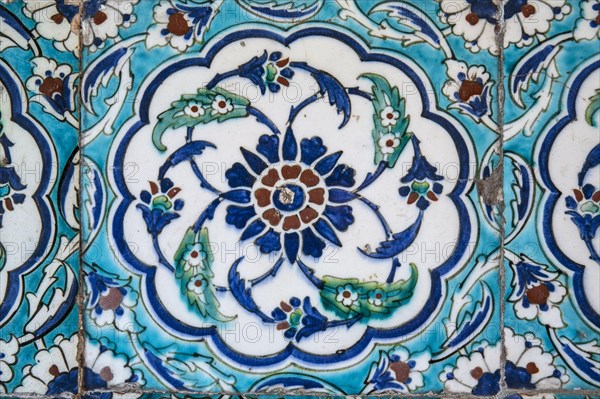 View of wall tiles in the blue mosque