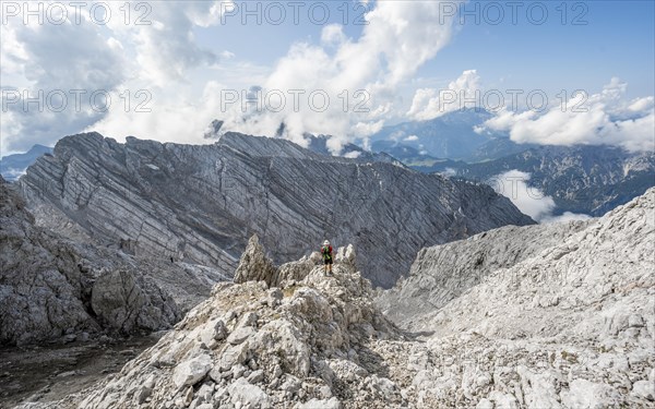 Hiker in a boulder field