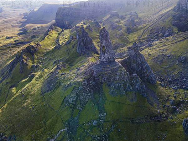 Aerial of the Storr pinnacle