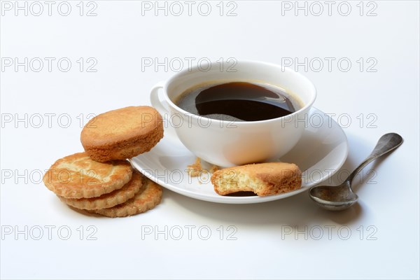 Traditional French sweet galettes and cup of coffee