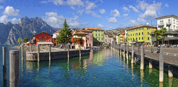 Old coastal town with small harbour and colourful houses